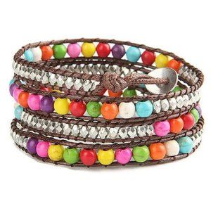 NEW! Rainbow Bead Stone Four Strand Wrap Bracelet